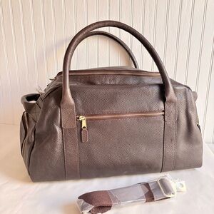 Mark & Graham Harvey Dark Brown Leather Overnighter Men Travel Duffel Bag NEW
